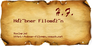 Hübner Filomén névjegykártya